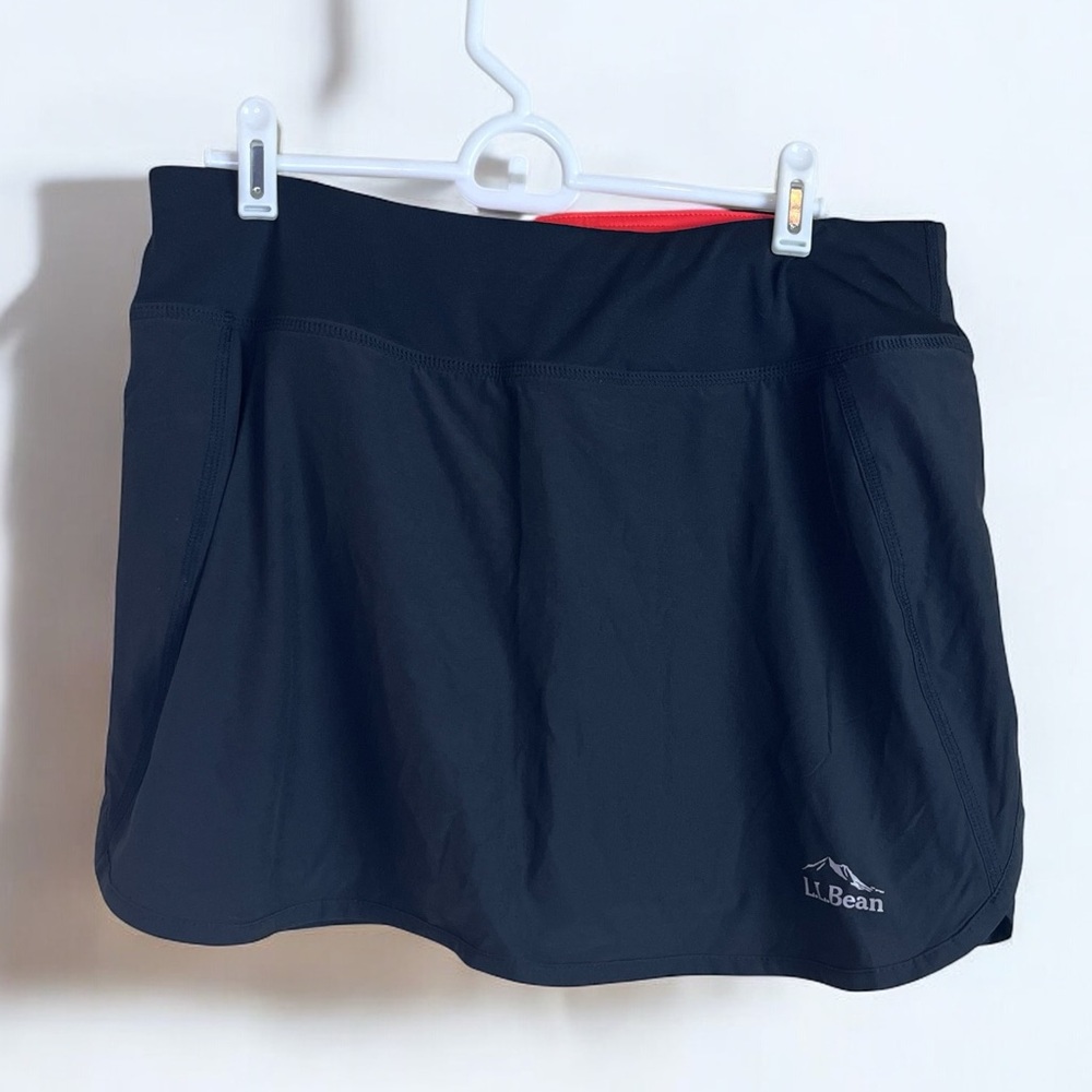 L.L. Bean Classic Black Circuit Pull-on Athletic Skort Skirt Shorts SMALL $50